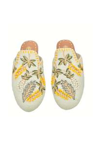 Meadow Beaded Mule - Off White/Yellow