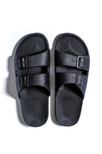Shoes Jandals: Freedom Moses 'Black' Slides (Mens Sizes)