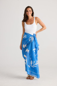 Poko Silk Blend Sarong/Scarf - Blue Passion Flower