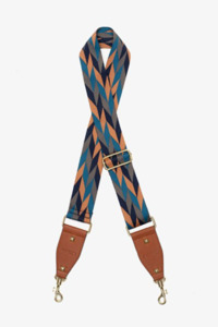 Bag Strap - Navy & Caramel Chevron