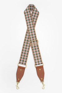 Bag Strap - Khaki & Blush Check