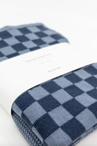 Kitchen Towel Duos - Navy Denim Chequer