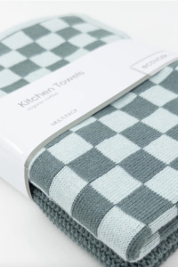 Kitchen Towel Duos - Sea Foam Chequer