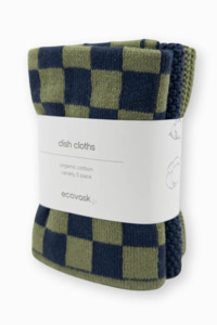 Dishcloth Variety 3pk - Navy Pistachio Checker