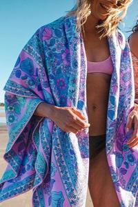 Beach: XL Towel/Picnic Blanket - Pastel Bloom Blue/Mint