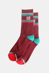 Mens Crew Socks, Burgundy - 'Rad Dad'