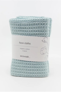 Gifts For Baby: Face Cloth 2 Pk - Duck Egg