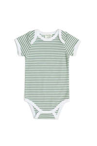 Gifts For Baby: Cotton Bodysuit - Sage Stripe