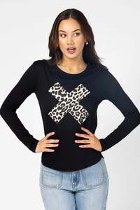 Stella Gemma: LS Tee - Black Leopard Cross