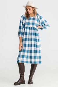 Angel Wings Dress - Blue Steel Check
