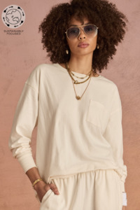 Luxe Loungewear: Soho Cara Long Sleeve Top - Creme