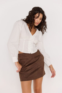 Skirts: Aston Suede Mini Skirt - Choc