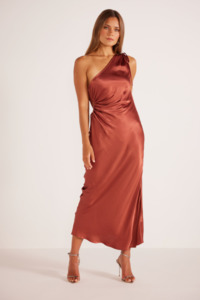 Gaia One Shoulder Dress - Bronze