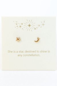 Love Lunamei: Moon & Star Stud Earrings - in Gold or Silver