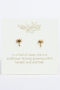 Palm Tree Stud Earrings - in Gold or Silver