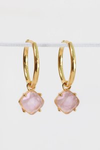 Aura Earrings - Gold with Rose Quartz
