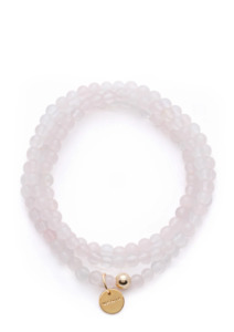 V A N I A: Amuleto Rose Quartz Wrap Bracelet - Small bead/Gold