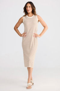 Dress: Squad Dress - Ecru/Tawny