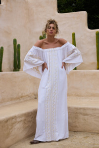 Odyssey Maxi Dress - White Embroidered