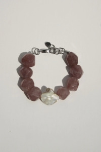 Strawberry Quartz Bracelet - Silver