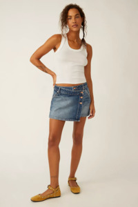 Free People Wynne Denim Skirt - Cornflower