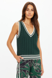 Santa Fe Julia V Neck Vest - Jungle Green