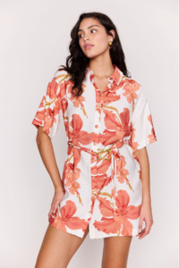 Dress: MINKPINK Isla Mini Shirtdress - Peach Floral