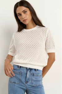 Dapple Lace Knit Tee - Ivory