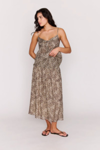 MINKPINK Tahlia Shirred Midi Skirt - Leopard