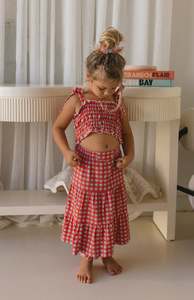 MIMI CROP & SKIRT SET - CAPRI GINGHAM