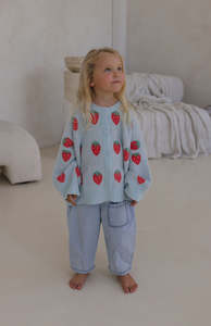 Tops: STRAWBERRY CARDIGAN - SKY