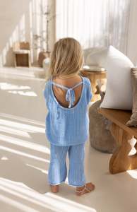 Tops: FLORA CROCHET LOOP TOP - AZURE