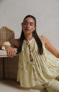 Womens: LEMON BELLE FLEUR PLEAT FRONT TIE TOP - MAMA