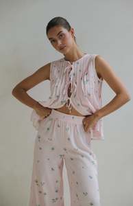 Womens: BLUSH BELLE FLEUR PLEAT FRONT TIE TOP - MAMA