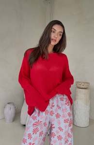 Womens: MAMA FLORA CROCHET KNIT - RED
