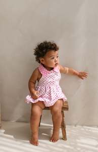 Rompers Overalls: ROSIE ROMPER - PINK POLKA