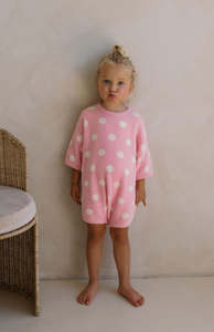 DOTTIE ROMPER - PINK POLKA