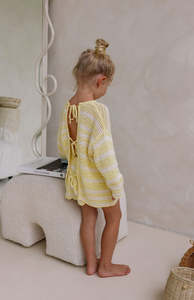 All: BUTTERCUP STRIPE TIE BACK TOP