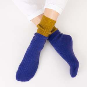 Possum Merino Wool Socks | DUNEDIN | Royal Blue + Ecru Olive
