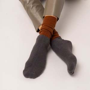 Possum Merino Wool Socks | DUNEDIN | Leather Brown + Poppy Seed