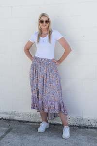 Pants: Lavender Floral -  Magnolia Maxi Skirt
