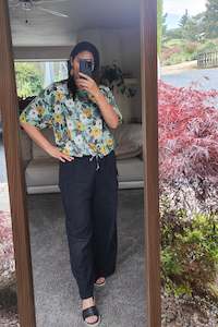 Tops: Short Sleeve Verity Tie Top - Mint Daisy