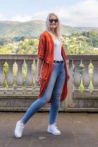 Kimonos: Long Plain Kimono - Rust