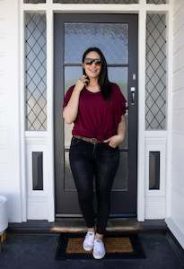 Wine Flutter Sleeve Tee