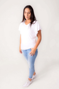 Flutter Sleeve Tees: White Flutter Sleeve Tee