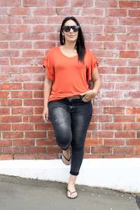 Flutter Sleeve Tees: Orange Flutter Sleeve Tee