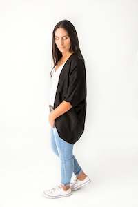 Short Bali Kimonos: Short Plain Kimono - Black