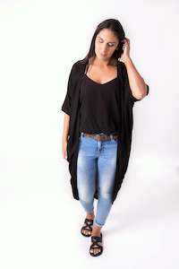 Kimonos: Long Plain Kimono - Black
