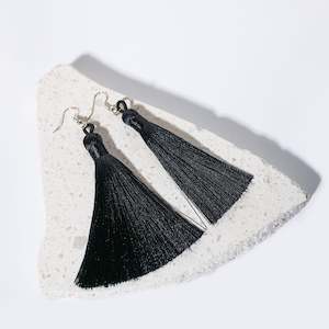 Short Tassel - Black Earrings