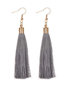 Earrings: Grey Shorter Tassel Earrings